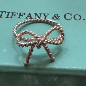 Tiffany & Co 925 Silver Twist Bow Ribbon Ring EUC Size 6